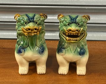 Vintage Pair of 1950’s/60’s Fine Decorative Guardian Chinese Foo Dog Statues