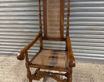 Beautiful Antique 17thC Style Beech Framed High Back Bergere Hall Chair