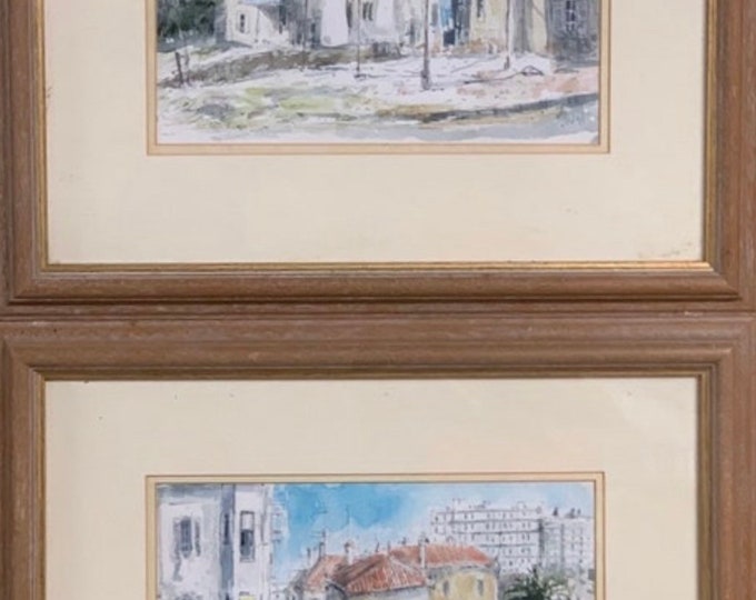 Pair of Original Watercolours of Continental Street Scenes signed JW '91'