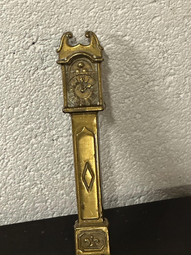 Antique Novelty Brass Grandfather Clock Shaped Nutcracker Perfect for