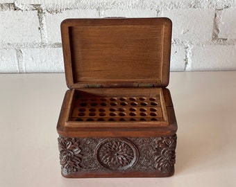 Beautiful Vintage Anglo Indian Carved Cigarette Dispenser Box