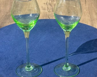 Beautiful Pair Of Small Vintage Uranium Glasses