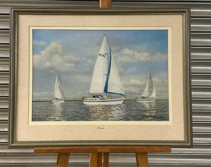 Stunning Original Pastel Seascape Artwork By Edward J Cordell Titled Francipam