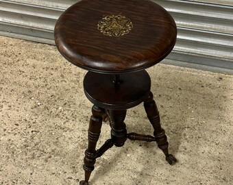 Antique Mahogany Piano Stool Glass Ball Brass Claw Feet New York Tonk Chicago