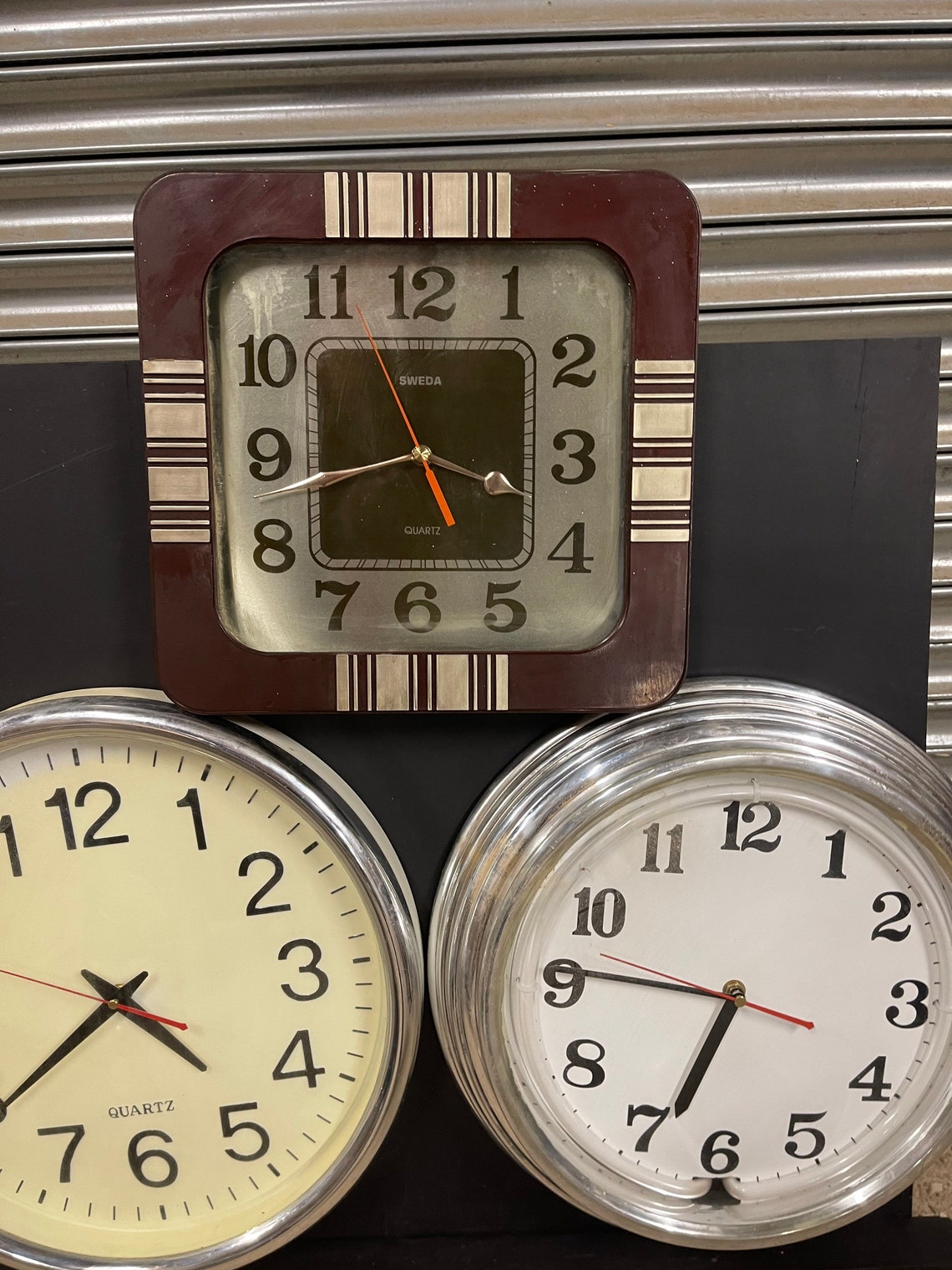 Three Large Vintage Retro Style Wall Clocks. Etsy