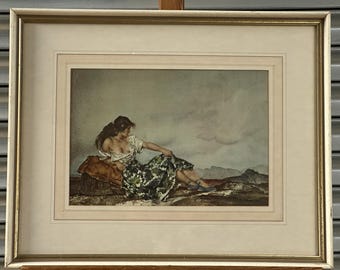 Sir William Russell Flint “Naomi” 1967 Framed Colour Print – Published by Bemrose Printers Derby