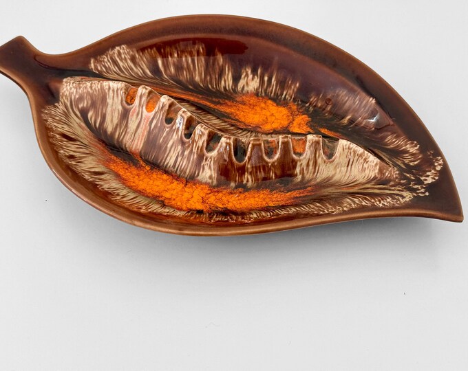 Beautiful Vintage Mid Century California Ceramic Ashtray in an Autumnal Coloured Glaze