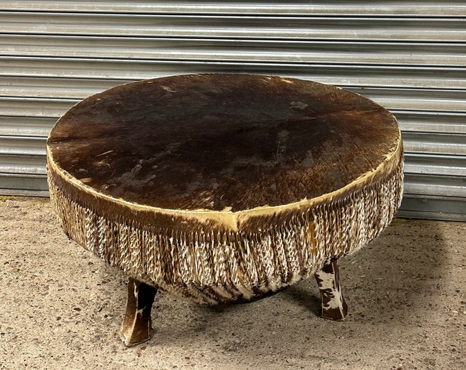 Very Large c1960’s African Hide Drum Coffee Table
