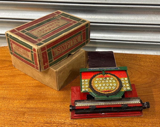 Vintage Simplex Typewriter Special A35 Model & Original Box, Tinplate, Press Toy c1940’s