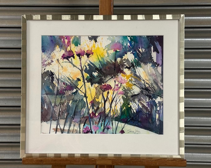 Beautiful Original Colourful Abstract Watercolour Of A Floral Display - Signed by the Artist