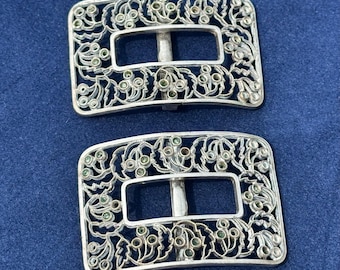 Beautiful Pair Of Antique Silver Shoe Buckles