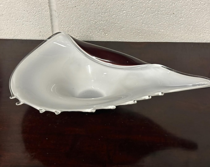 Superb Vintage Murano Style Designer Shell Shaped Centrepiece Glass Bowl