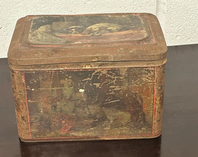 Rare 19thC J & J Coleman’s Mustard Tin Featuring Images Of Dogs