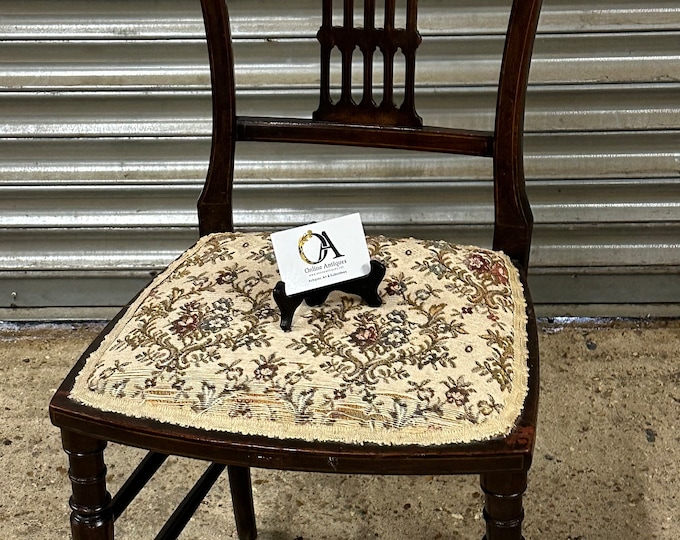 Beautiful Late 19thC Antique Mahogany Side Chair with Unusual Inlaid Decoration