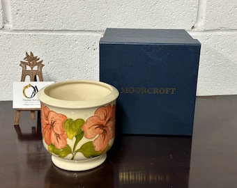 Beautiful Moorcroft Hibiscus Pattern Jardiniere with Moorcroft Presentation Box