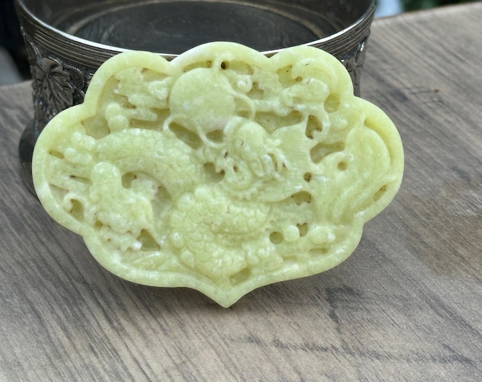 Beautifully Carved Vintage Jade Netsuke / Pendant, Crafted From Pale Green Jade