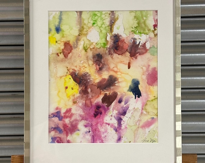 Beautiful Original Colourful Abstract Watercolour Of A Floral Display - Signed by the Artist