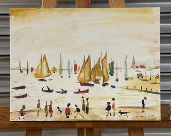 L.S Lowry Yachts Painting Canvas Print Wall Art Picture Home Decor