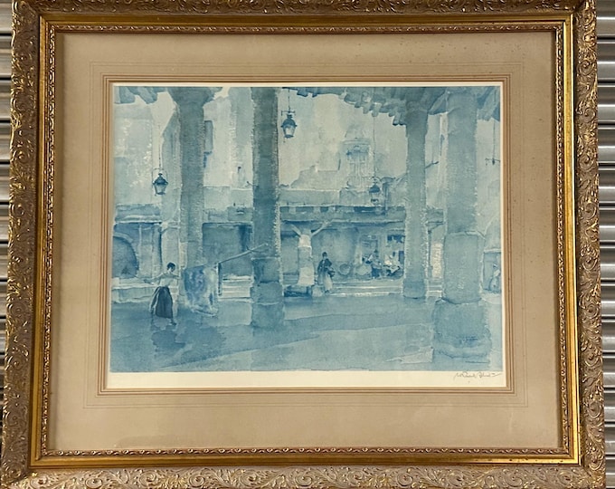 Sir William Russell Flint Signed Limited Edition Lithograph Market Hall, Cordes.