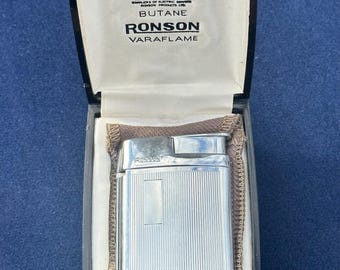 Superb Vintage Ronson Varaflame Butane Lighter with Original Presentation Case