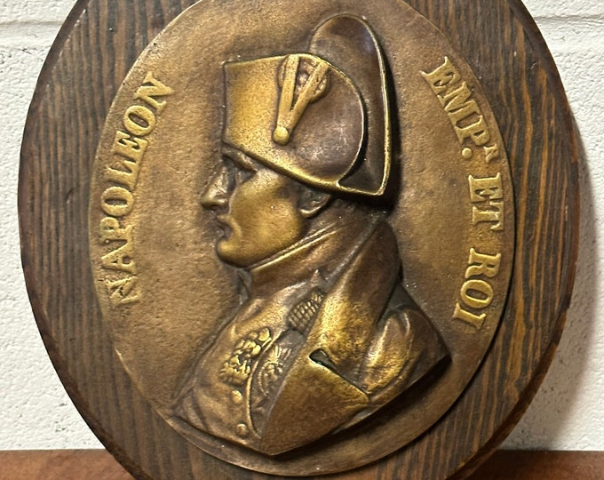 Antique Cast Bronze Napoleon Portrait Plaque ‘Napoleon Empr et Roi’