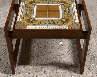 Lovely Vintage Retro Designer 1970’s Side Table with Ceramic Tile Inset