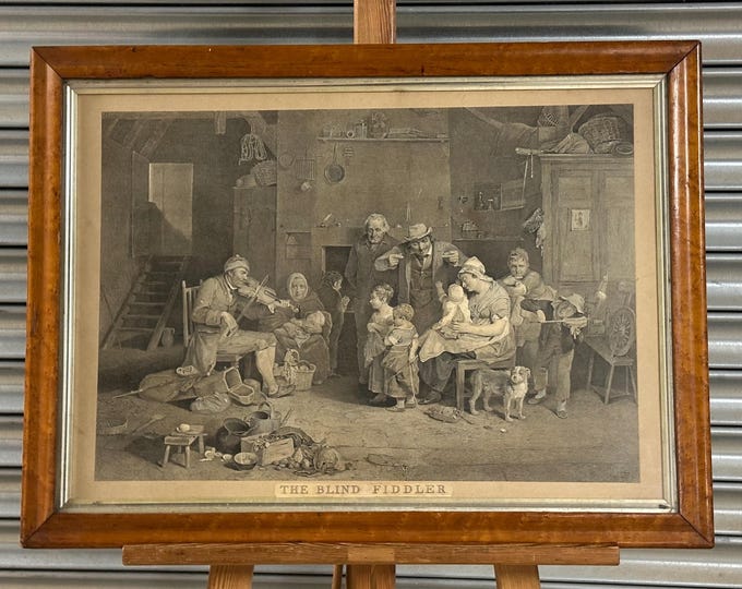 Rare Steel Plate Engraving, Titled The Blind Fiddler aft Sir David Wilkie by Engraver John Burnet (Musselburgh 1784 – Stoke Newington 1868)