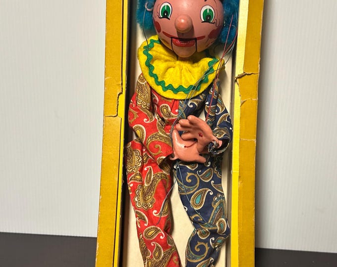 Vintage Pelham Clown Puppet With Box