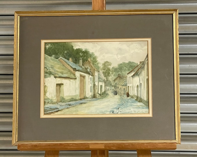William Mainwaring Palin Watercolour Titled ‘A Normandy Village’ Dated 1945