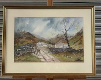 Lovely Watercolour Painting by Dennis Baulch, Trout Farm, Stonethwaite, Cumbria