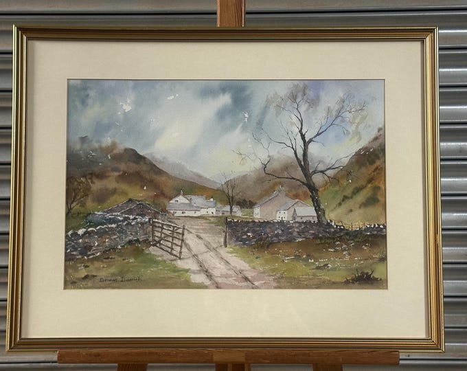 Lovely Watercolour Painting by Dennis Baulch, Trout Farm, Stonethwaite, Cumbria