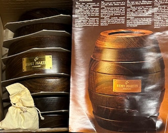 Vintage Rémy Martin Cognac Wooden Barrel Dice Game – Complete in Original Box with Instructions