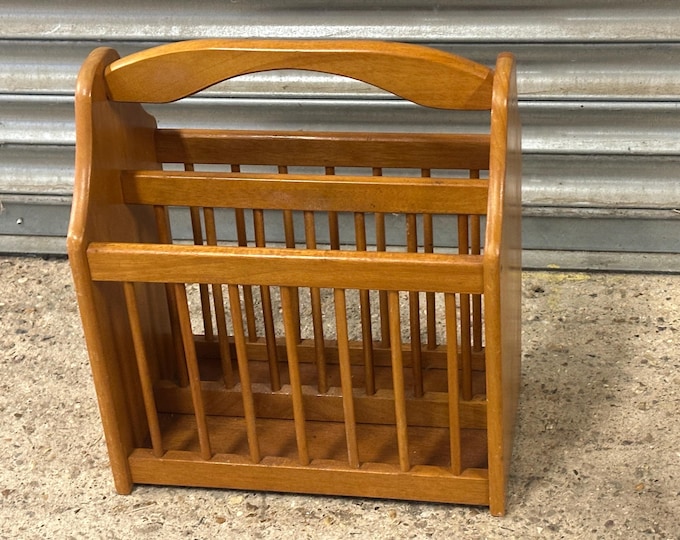 Vintage Teak Wood Magazine Rack