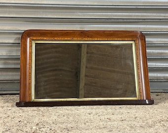 Antique Edwardian Overmantel Mirror – Mahogany Frame with Gilt Detail