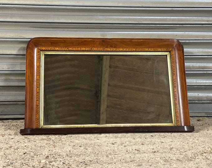 Antique Edwardian Overmantel Mirror – Mahogany Frame with Gilt Detail