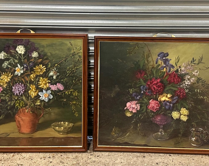 Beautiful Still Life Oil Paintings on Board by Norman Douglas Hughes - Previously Used as Screens