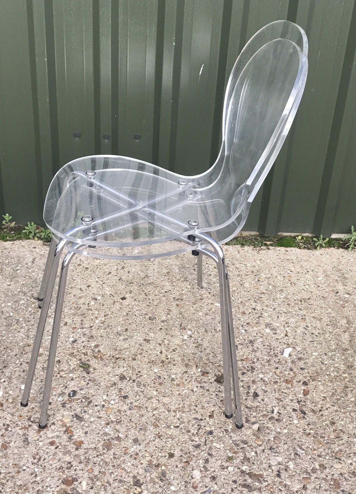 Pair Of Retro Designer Perspex Clear Plastic Chairs