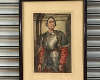 Original Watercolour “A Condottiere” After Frederic Leighton – Signed Claude, Dated 1930