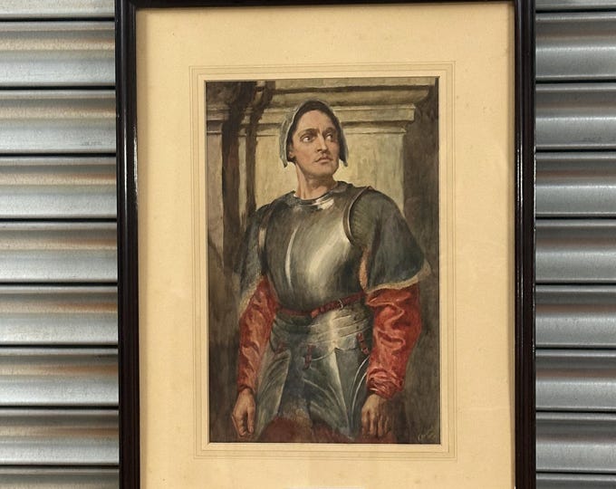 Original Watercolour “A Condottiere” After Frederic Leighton – Signed Claude, Dated 1930