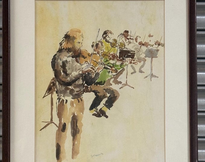 Original Artwork Watercolour Of The Halle Orchestra Rehearsal By F M Solomons - Dated 1996