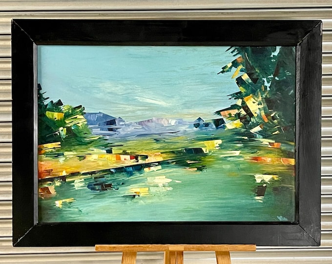 Mid Century c1960’s Abstract Landscape Painting Signed Vita.