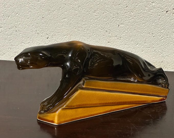 Beautiful Art Deco Style Circa 1930’s Ceramic Panther Figurine