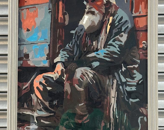 Original Acrylic Painting – Elderly Seafarer/Fisherman Portrait – Framed Contemporary Artwork
