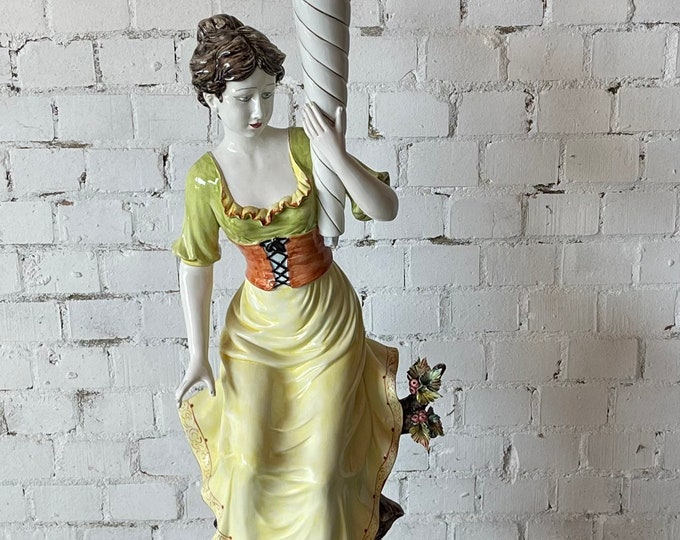 Beautiful Large 1970’s Capodimonte Female Figurine Floor Lamp