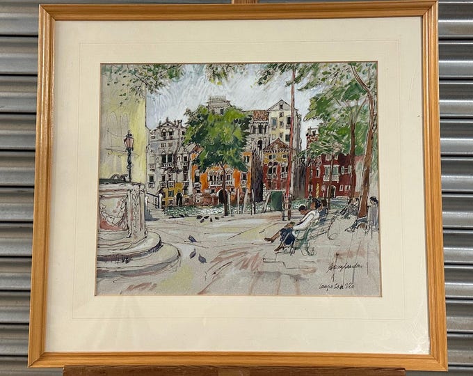 Beautiful Ink & Watercolour Of Campo San Vio, Venice By Jenny Sanders
