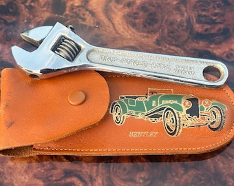 Vintage Bentley Motor Cars Adjustable Spanner & Bentley Leather Pouch Made In Germany