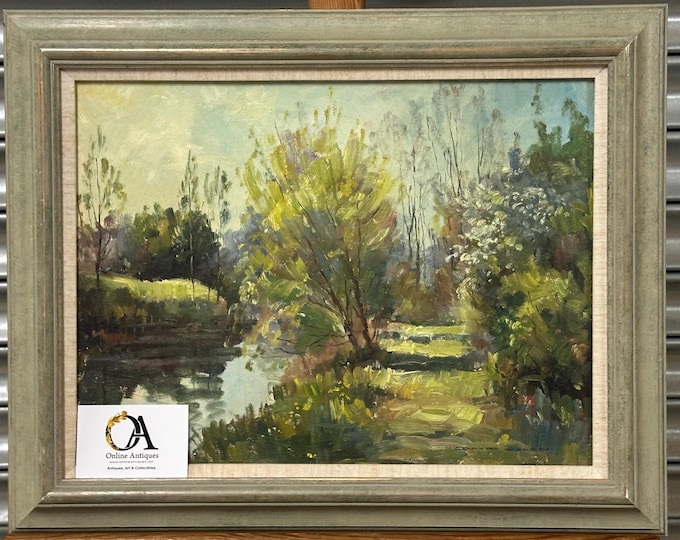 Original Oil Painting on Board Of The Ivel River Bedfordshire by David Green