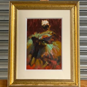 Beautiful Original Pastel Impressionist Artwork of a Female Ballet Dancer