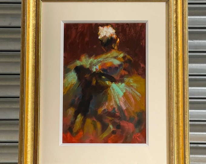 Beautiful Original Pastel Impressionist Artwork of a Female Ballet Dancer