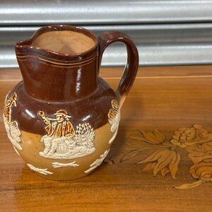 Antique Doulton Lambeth Salt Glaze Harvest Scene Stoneware Pitcher / Jug